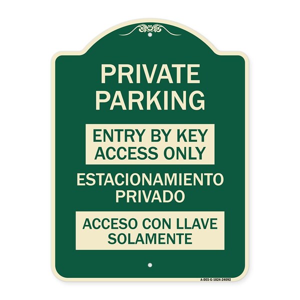 Entry by Key Access Estacionamiento Privado Acceso Con Llave Solamente Alum, 24" H, G-1824-24092